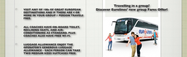 Travelling in a group? Book 4 seats and get the 4th one free at Eurolines UK
