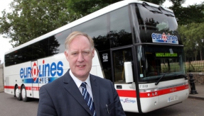 The man who tries to save the long-distance coach transport in Europe. The Eurolines man Mr John Gilbert