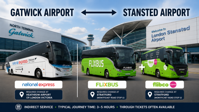 Gatwick to Stansted by bus Gatwick to Stansted by bus