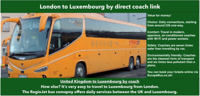 Regio Jet direct bus link London to Luxembourg