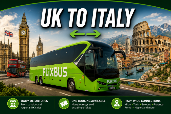 UK to Italy by bus