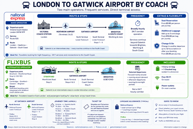 London to Gatwick bus network