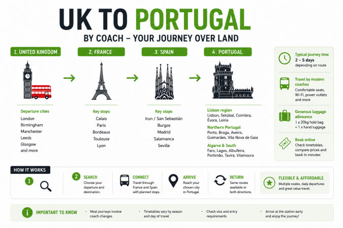 UK to Portugal bus network