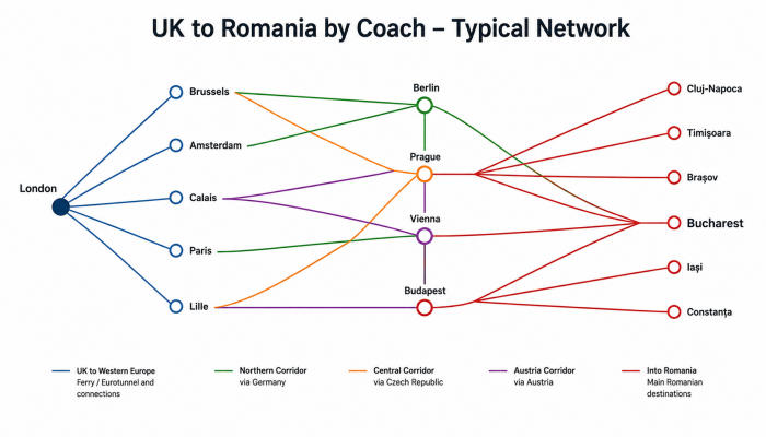 UK to Romania bus network